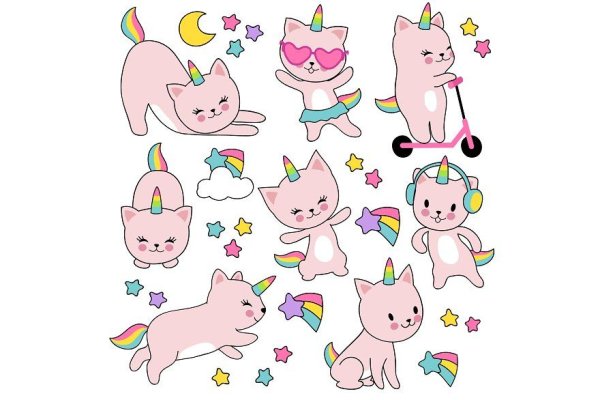 Котики Единороги наклейки
