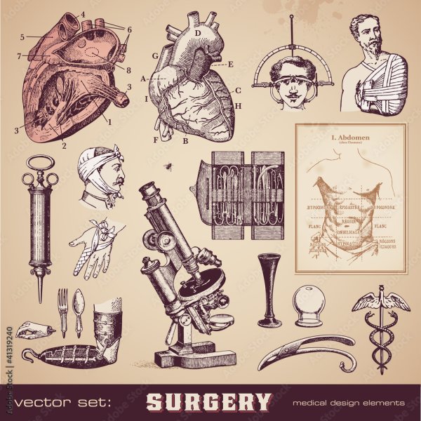 Медицинские иллюстрации Винтаж