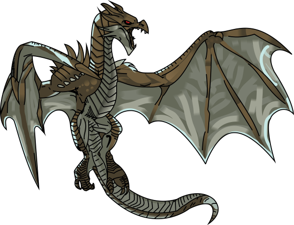 Дракон из Скайрима на белом фоне