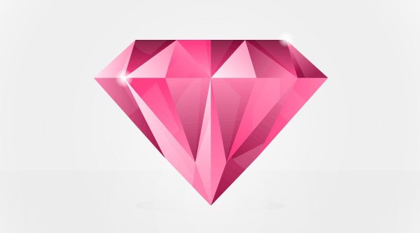 Розовый бриллиант на белом фоне