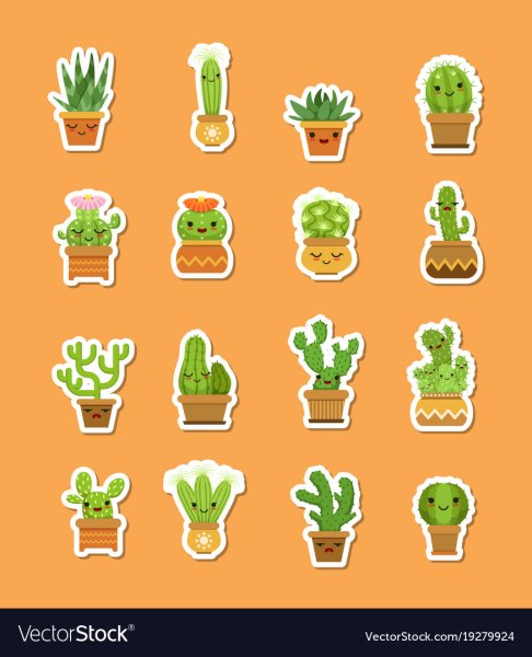 Лист с наклейками кактусы