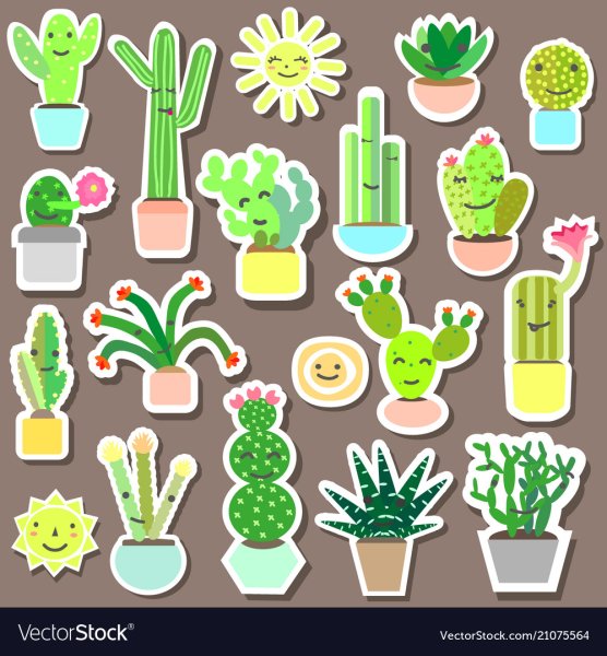 Стикер Кактус в векторе