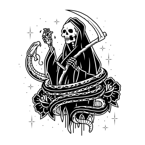 Смерть с косой черно белая