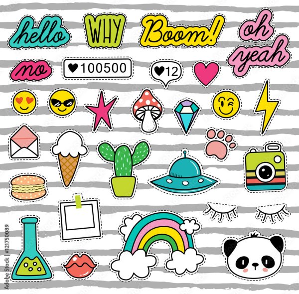 Украшения поп арт Стикеры вектор