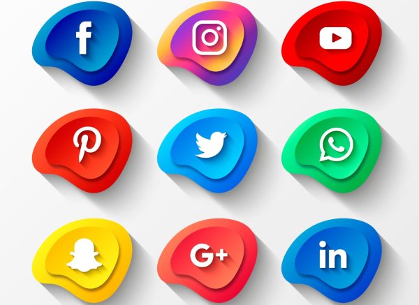 Объемные иконки социальных сетей