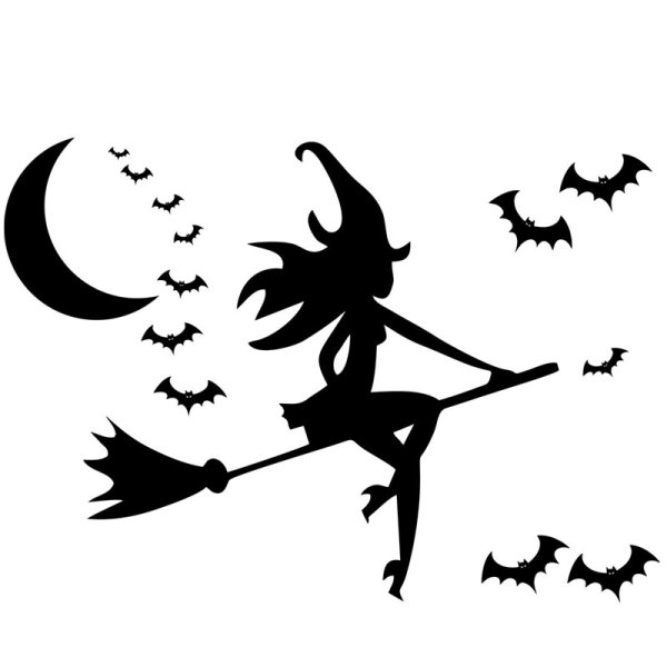 Наклейка ведьма на метле