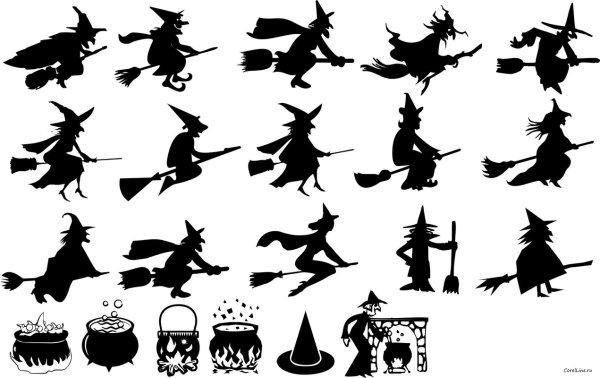 Силуэт ведьмы на Хэллоуин