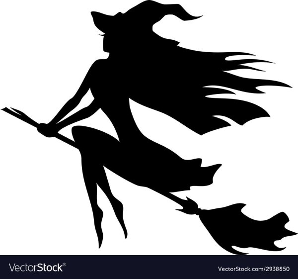 Ведьма на метле силуэт