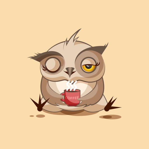 Сонная Сова с кофе