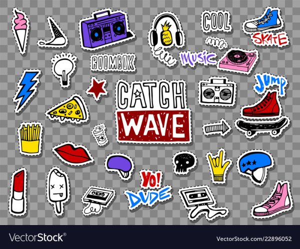 Набор картинок как наклеек в подростковом стиле