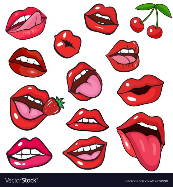 Губы поп арт на белом фоне