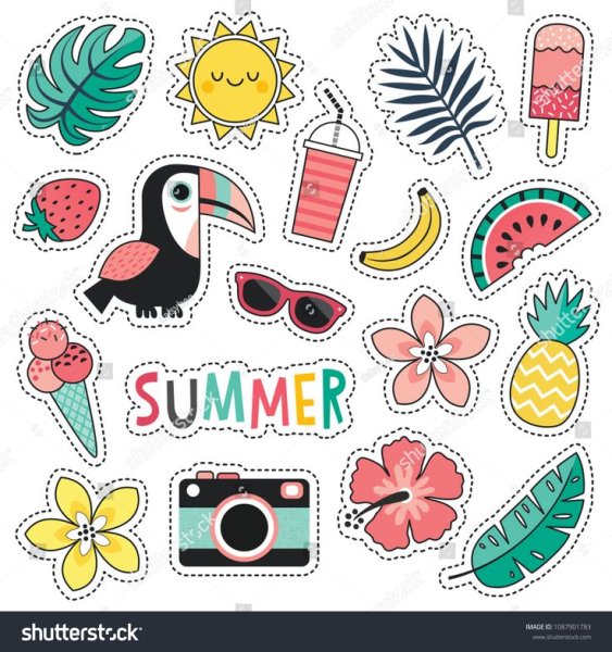 Нарисовать летние наклейки