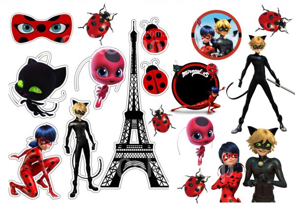 Наклейка на торт леди баг