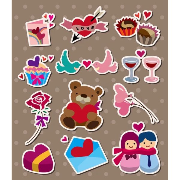 Маленькие милые наклейки любовь