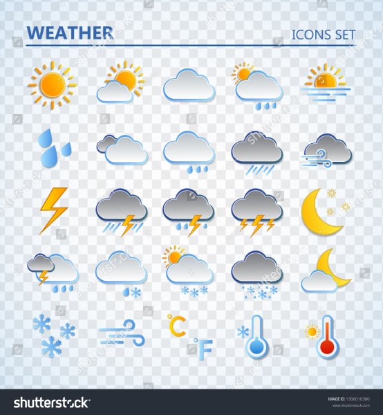 Погодные значки на прозрачном фоне