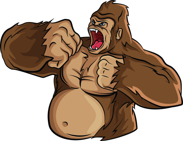 Горилла бьет в грудь