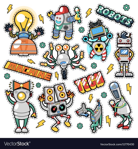 Стикеры наклейки роботы