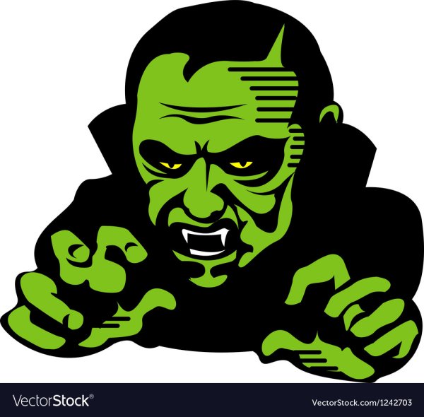 Вампир на зеленом фоне