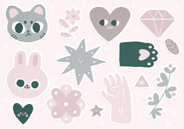 Наклейки в пастельных тонах