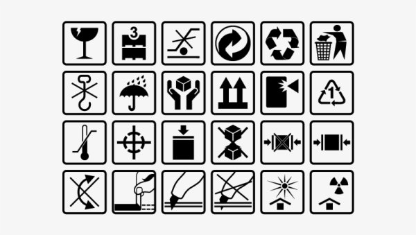 Значки на коробках