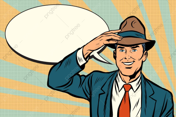 Мужчина снимающий шляпу арт