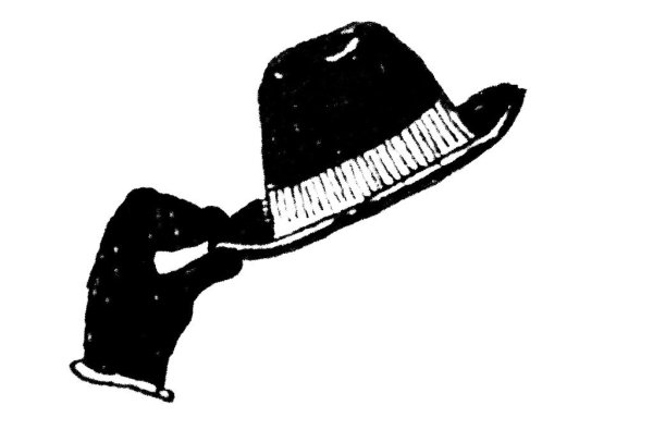 Рука поднимает шляпу