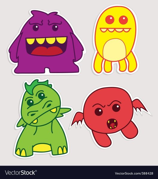 Векторные наклейки монстров