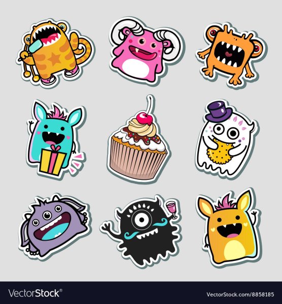 Наклейка монстр вектор
