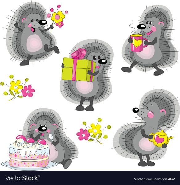 Забавные ежики вектор