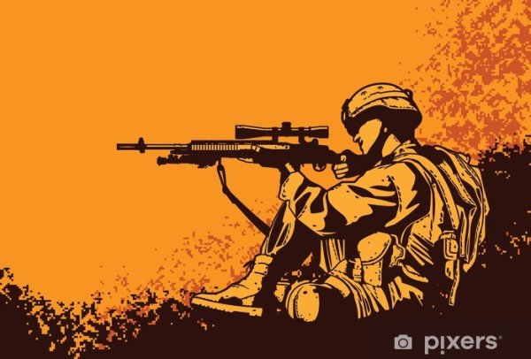 Солдат с винтовкой рисунок