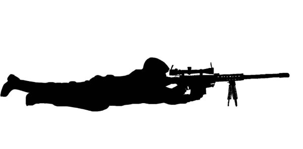 Снайпер на белом фоне