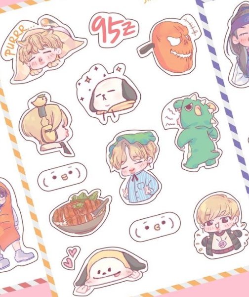 Наклейки БТС аниме