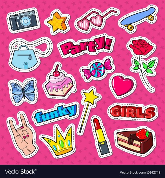 Стикеры teenager girl Fashion badges PNG