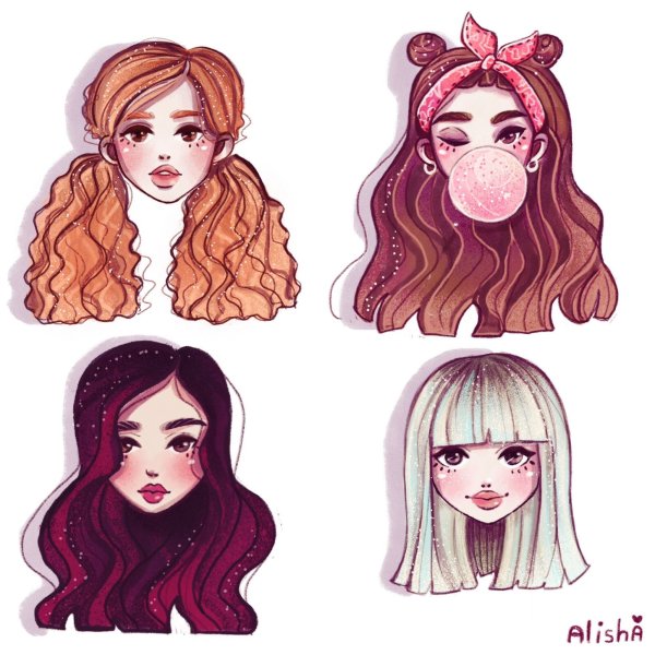 Рисунки девочек в приложение