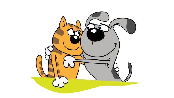 Мультяшный кот и пес