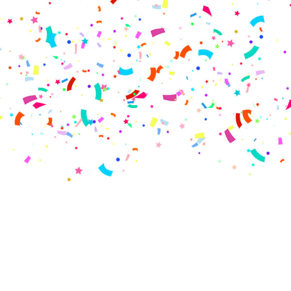 Цветное конфетти на прозрачном фоне