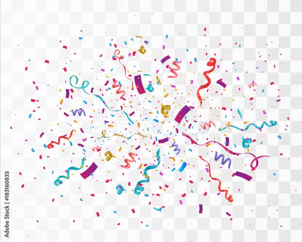 Взрыв конфетти на прозрачном фоне