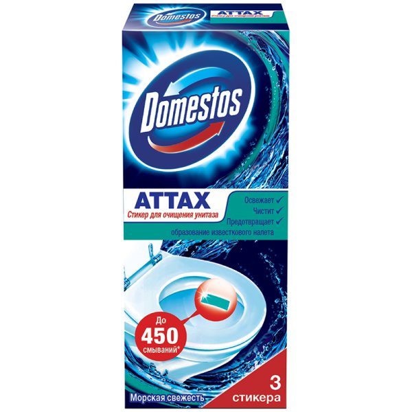 Доместос стикер для очищения унитаза морская свежесть 30г(3*10г.)