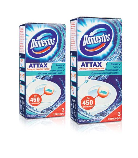 Domestos стикер д/унитаза 3шт. 30гр лимонная свежесть
