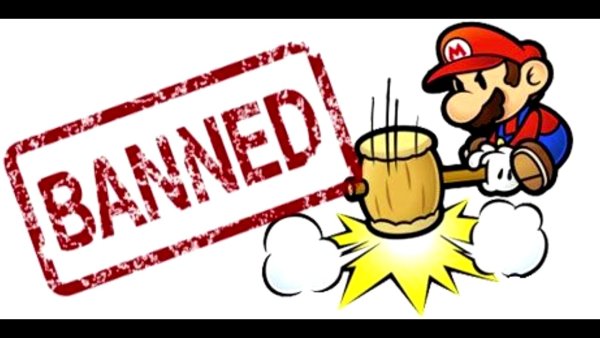 Красная надпись banned