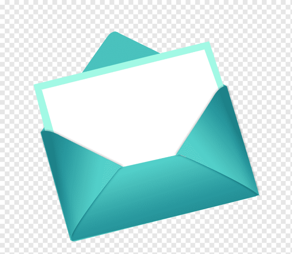 Открытый конверт на прозрачном фоне