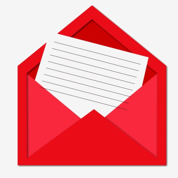 Открытый красный конверт