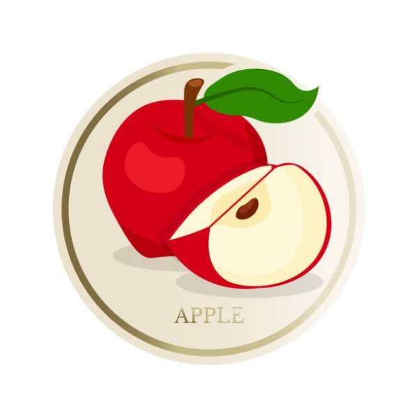 Яблоко зеленое мультяшное