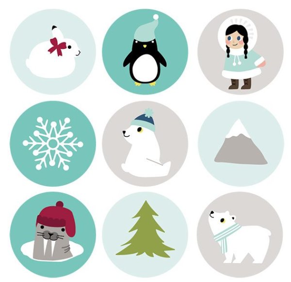 Новогодние наклейки Минимализм