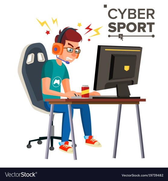 Игрок компьютерный мультяшный