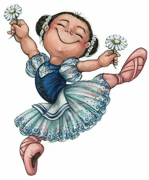 Мультяшная балерина на белом фоне