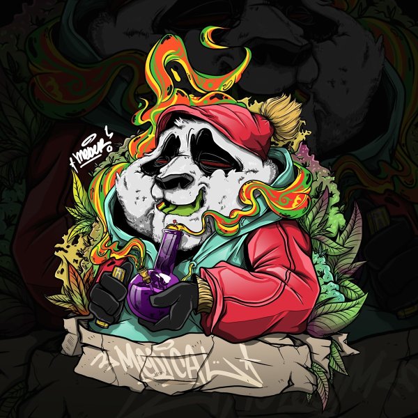 Панда с бонгом