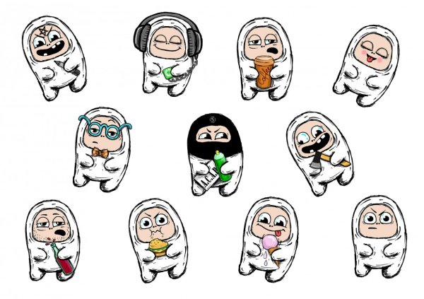 Разноцветные Стикеры вектор