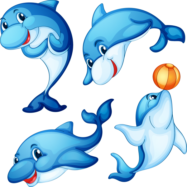 Дельфины мультяшные