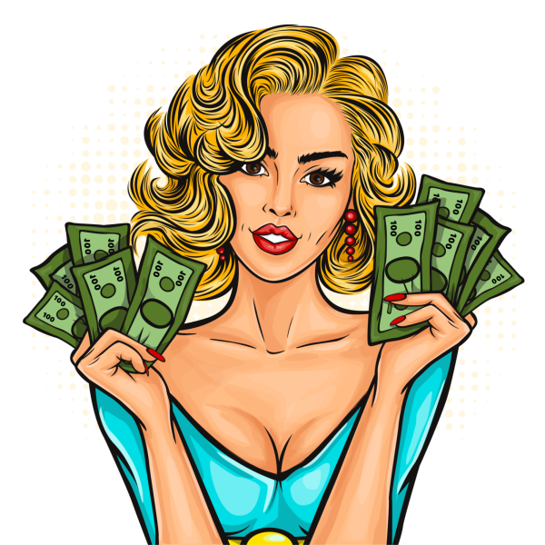 Девушка с деньгами арт